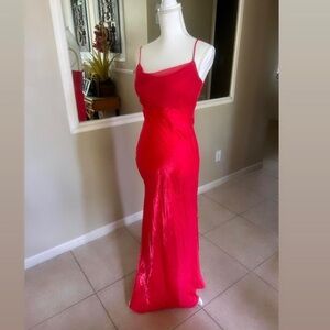 Donna Morgan Cowl Neck Barbie Pink Satin Prom Gown  S/M